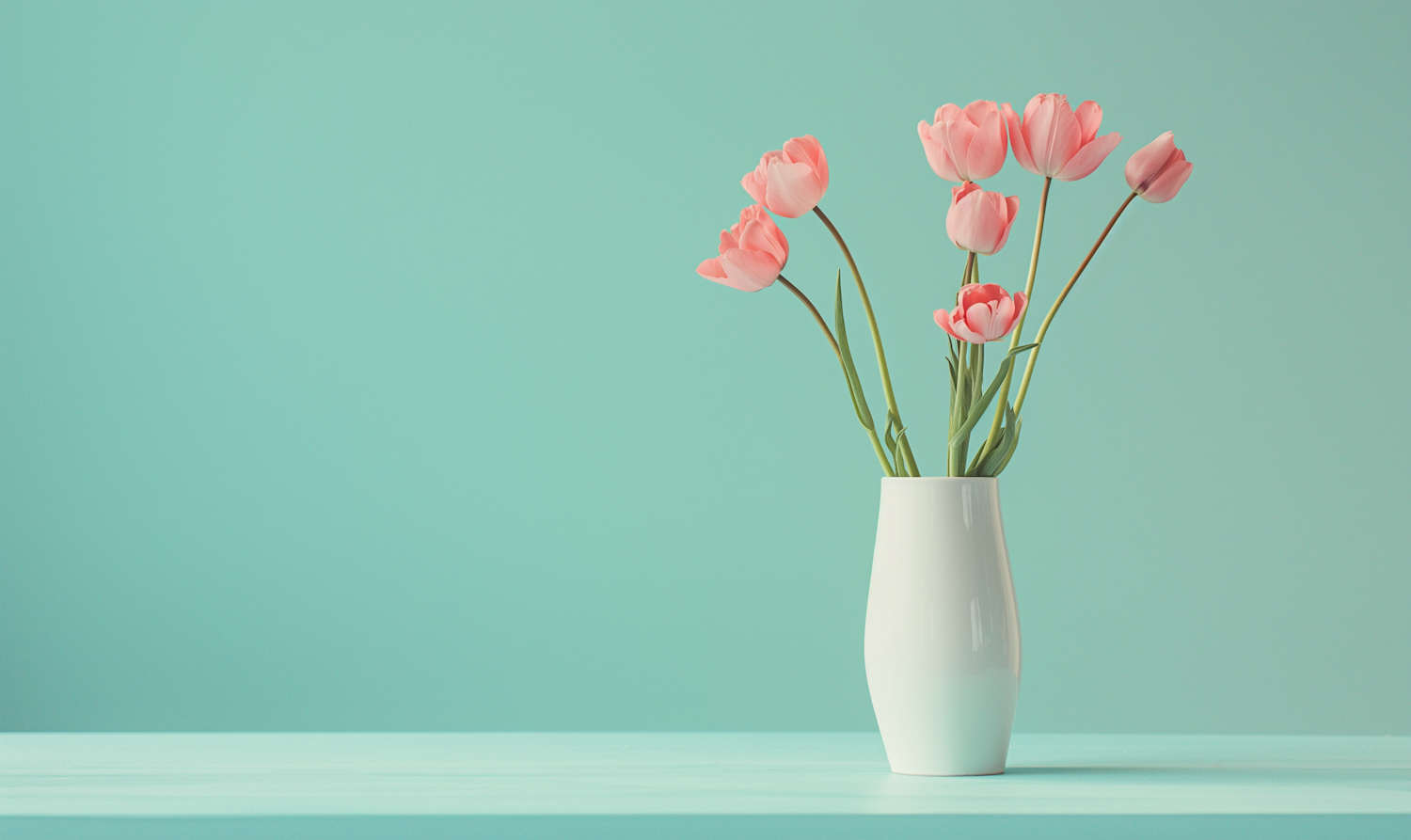 Elegant Pink Tulips in White Vase