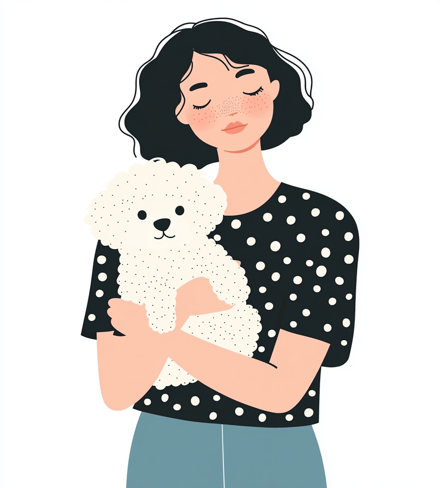 Woman with Dog Illustration