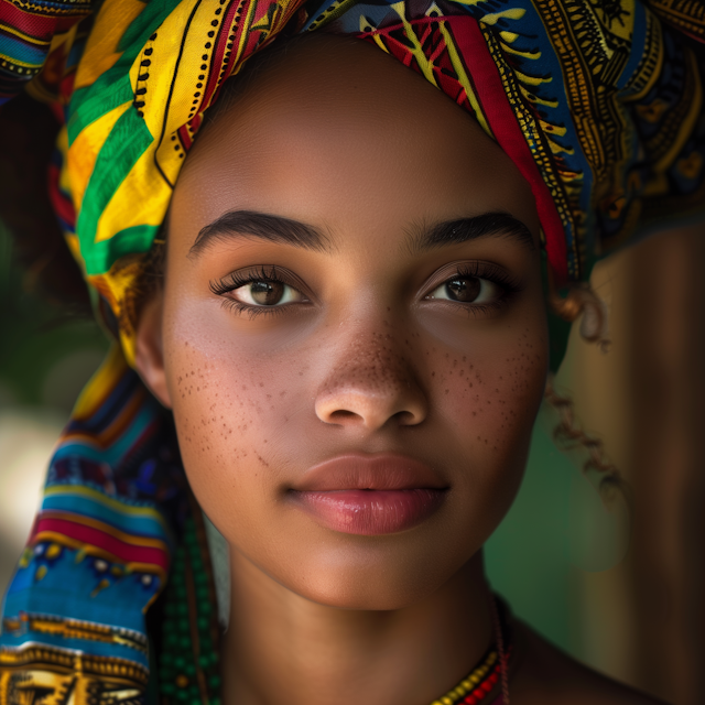 Portrait with Vibrant Headscarf