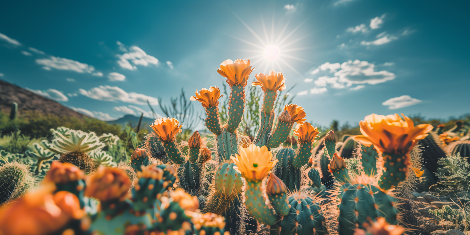 Blooming Cactus Garden Under the Sun