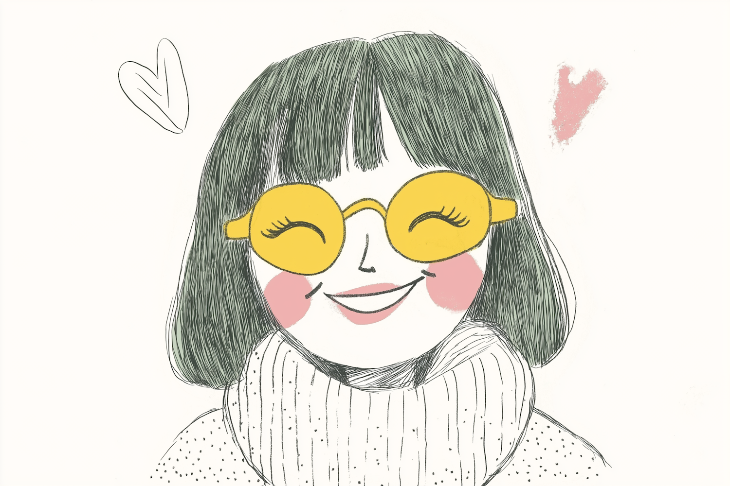 Smiling Person with Glasses Illustration