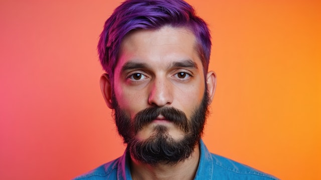 Portrait with Purple Hair