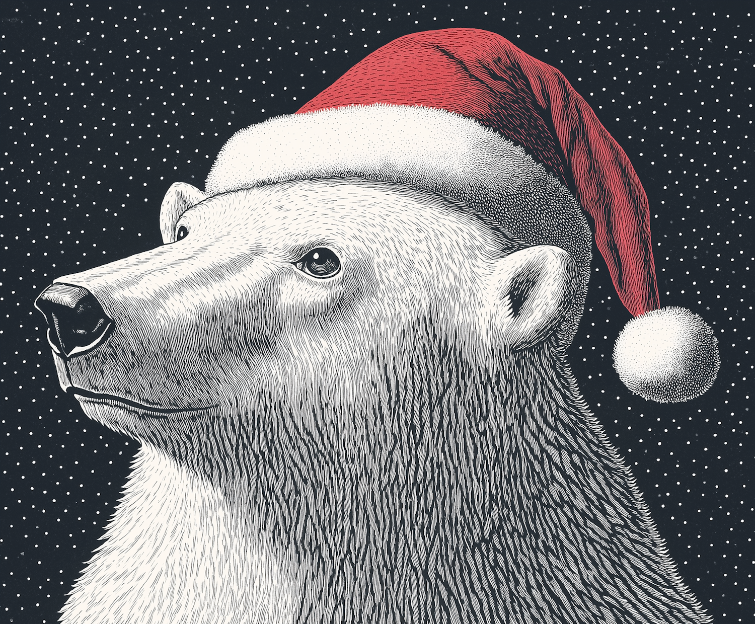 Polar Bear with Santa Hat