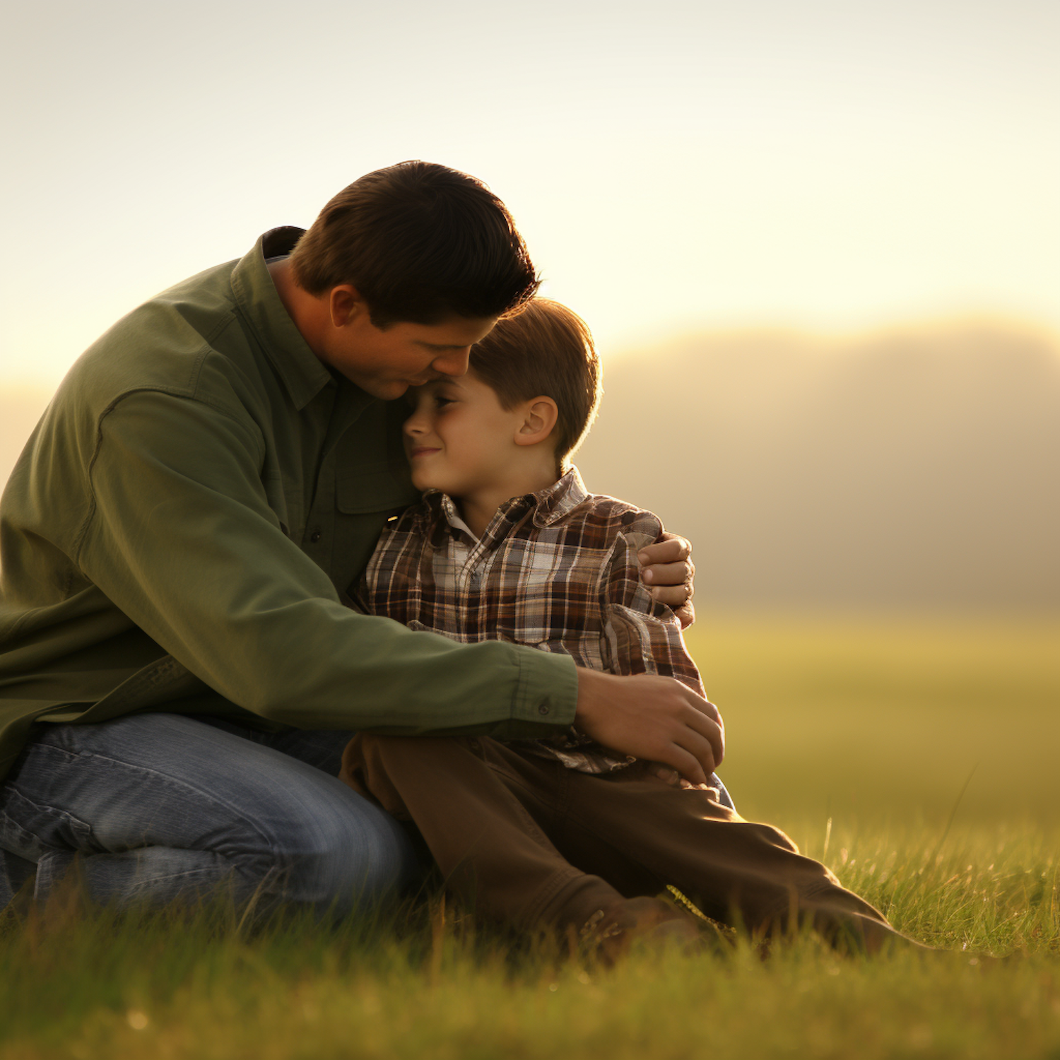 Father and Son Bonding Moment in Golden Hour