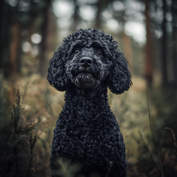 Black Poodle in Forest