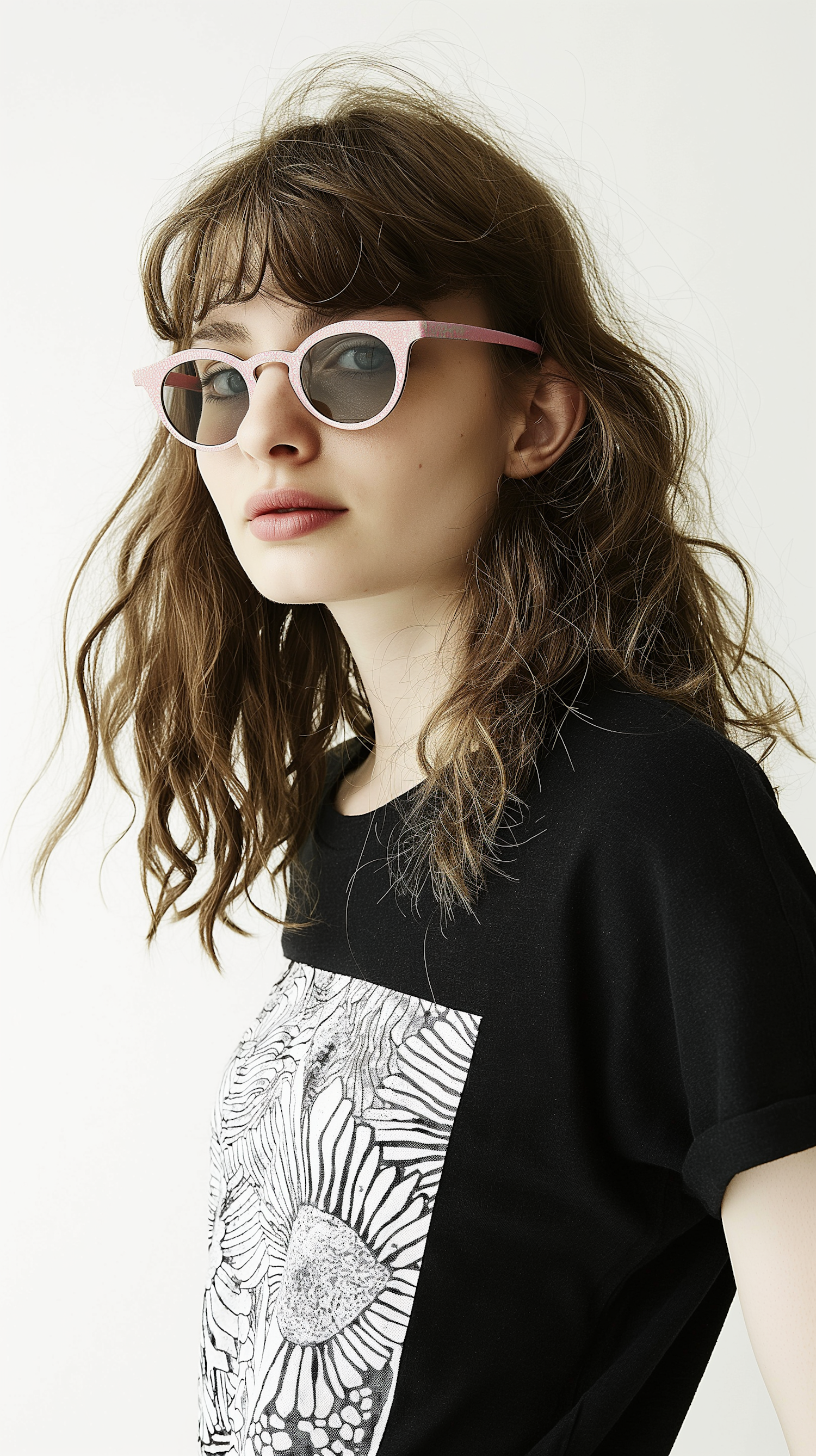 Stylish Young Woman with Pink Sunglasses