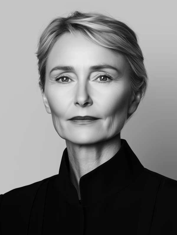 Grayscale Portrait of a Mature Woman