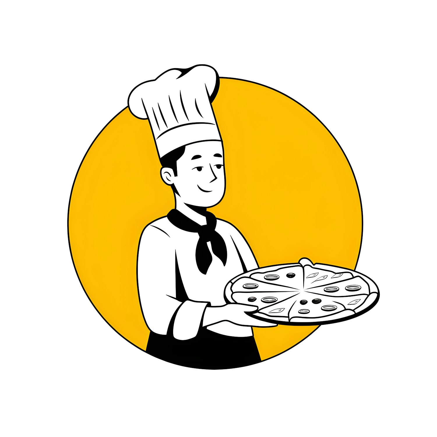 Stylized Chef with Pizza