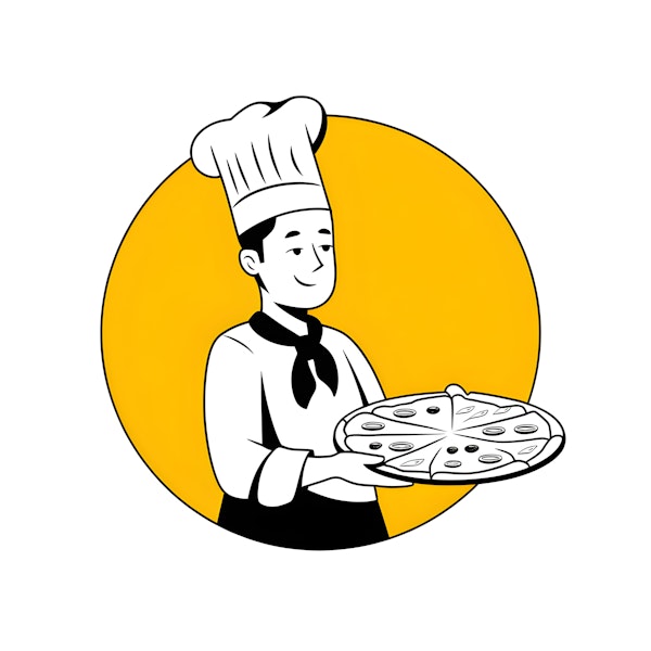 Stylized Chef with Pizza