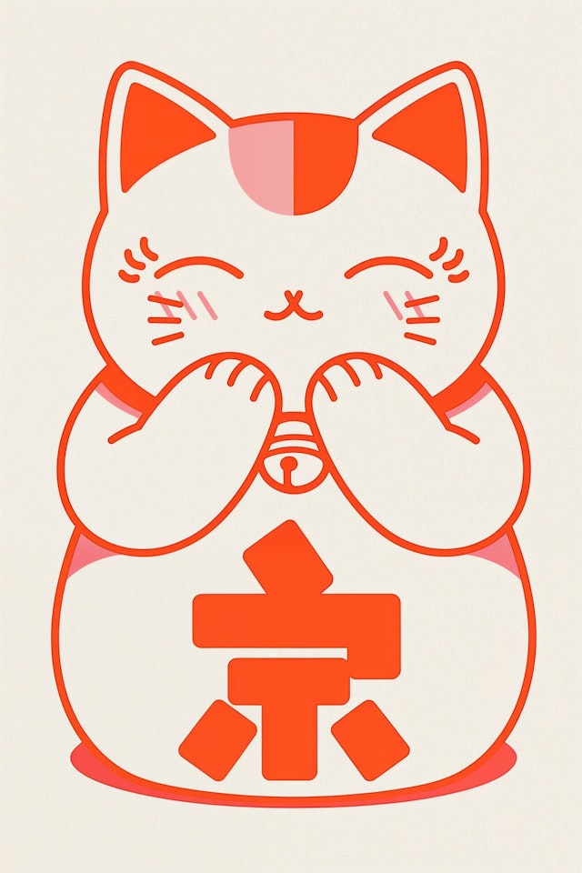 Stylized Maneki-neko Illustration