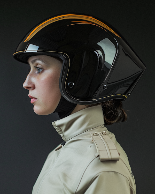 Female Motorcyclist in Profile