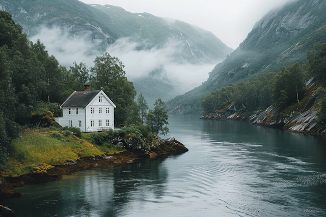 Serene Landscape with Traditional House