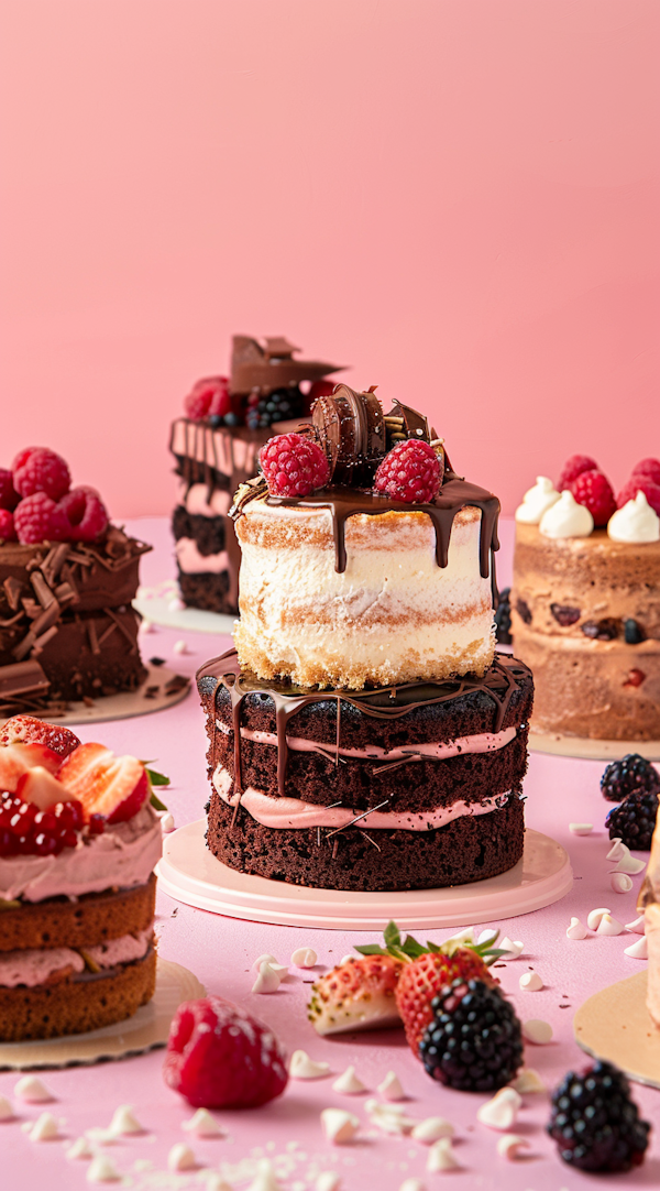 Assorted Berry-Topped Cakes