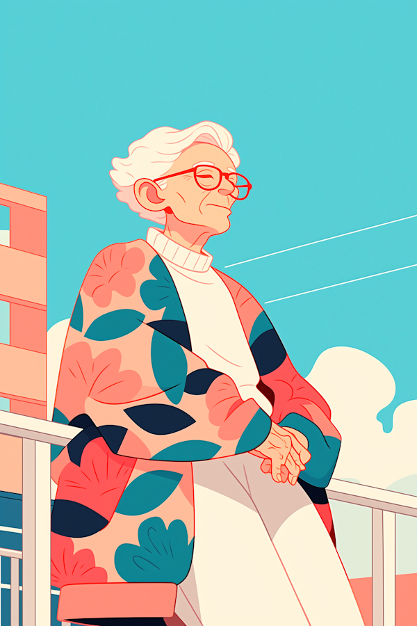 Elderly Person in Floral Coat