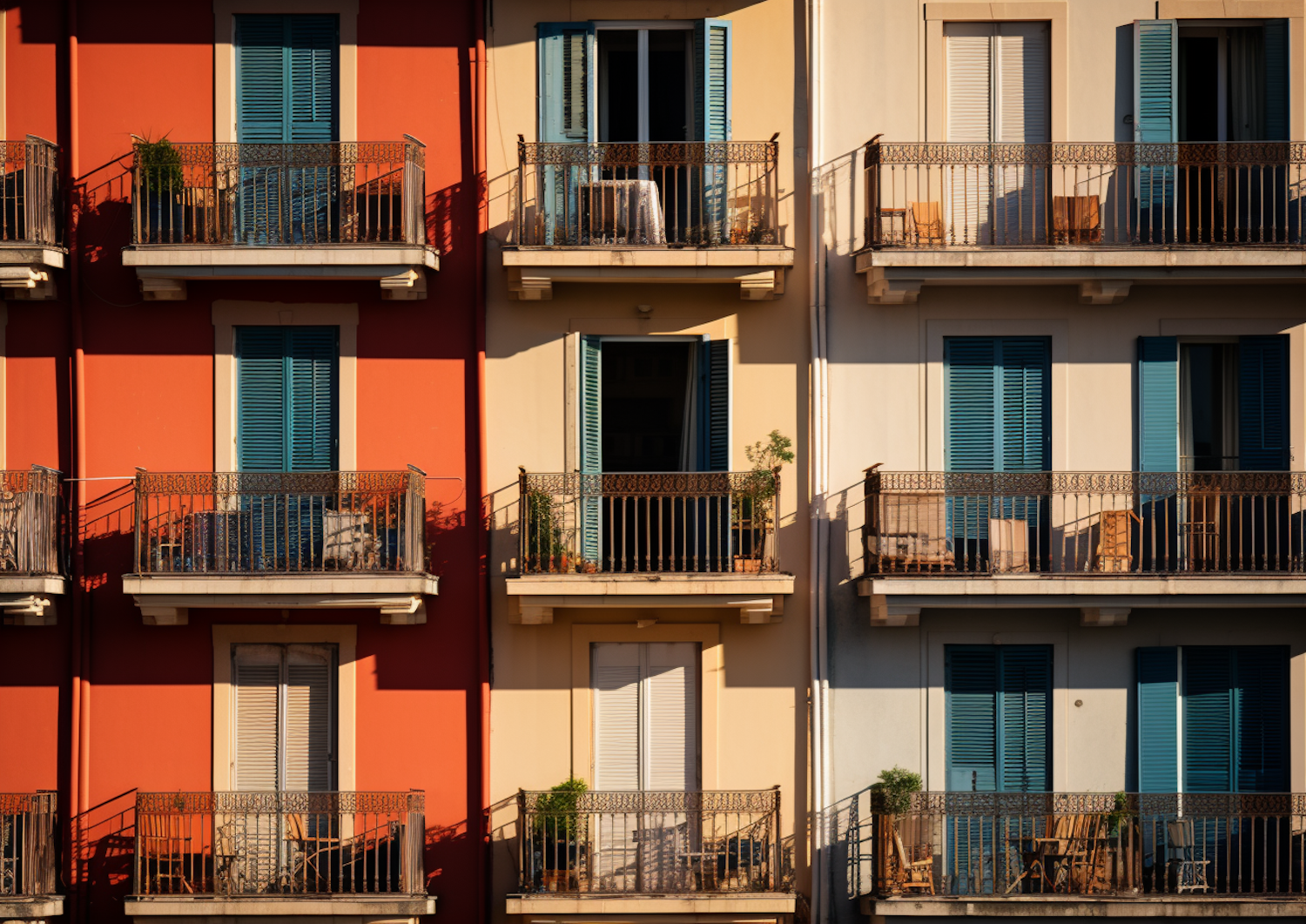 Warm Sunlight on Colorful European Facades