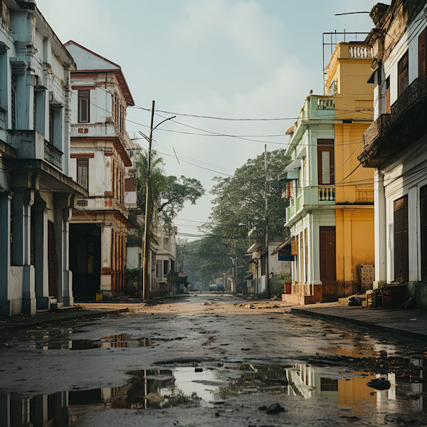 Reflective Quietude on a Neglected Historic Street