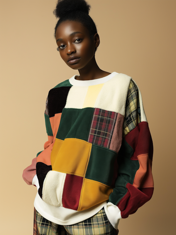 Colorful Patchwork Sweater Portrait