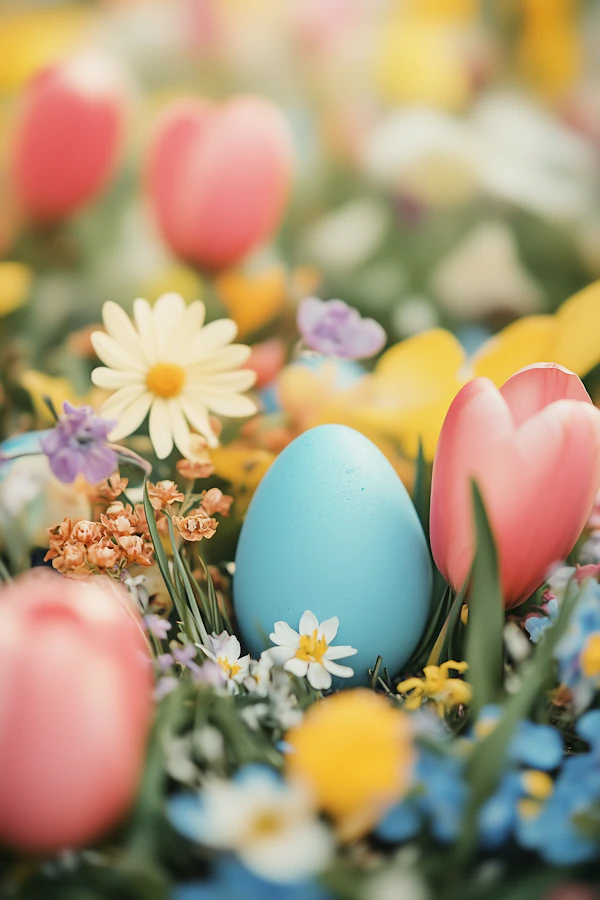 Spring Egg and Flowers