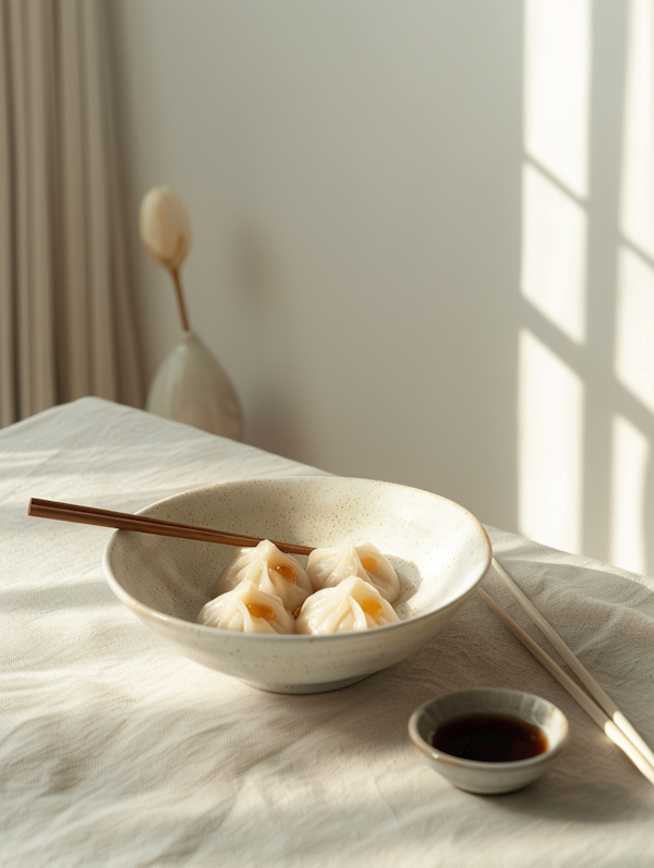 Serene Dumpling Meal Setup