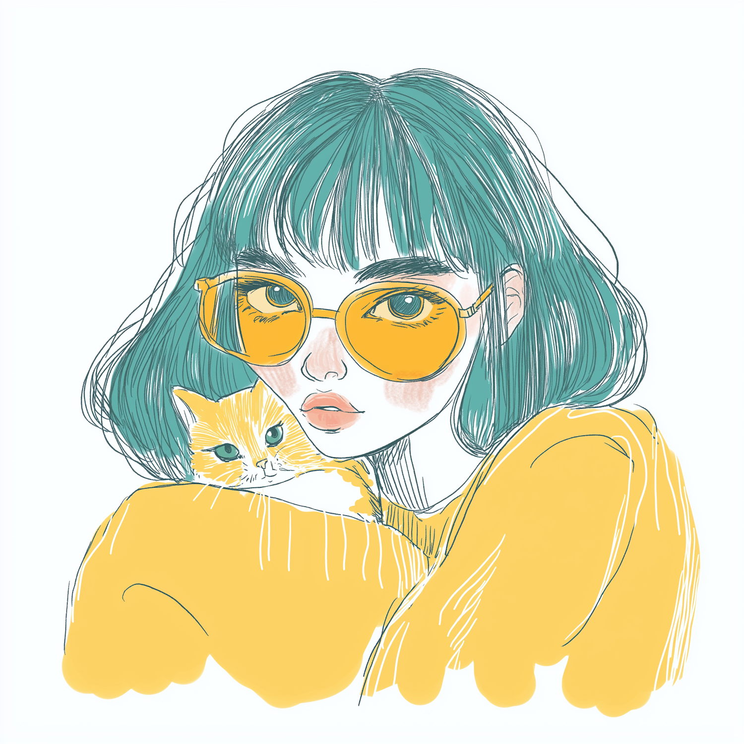 Stylized Portrait with Cat