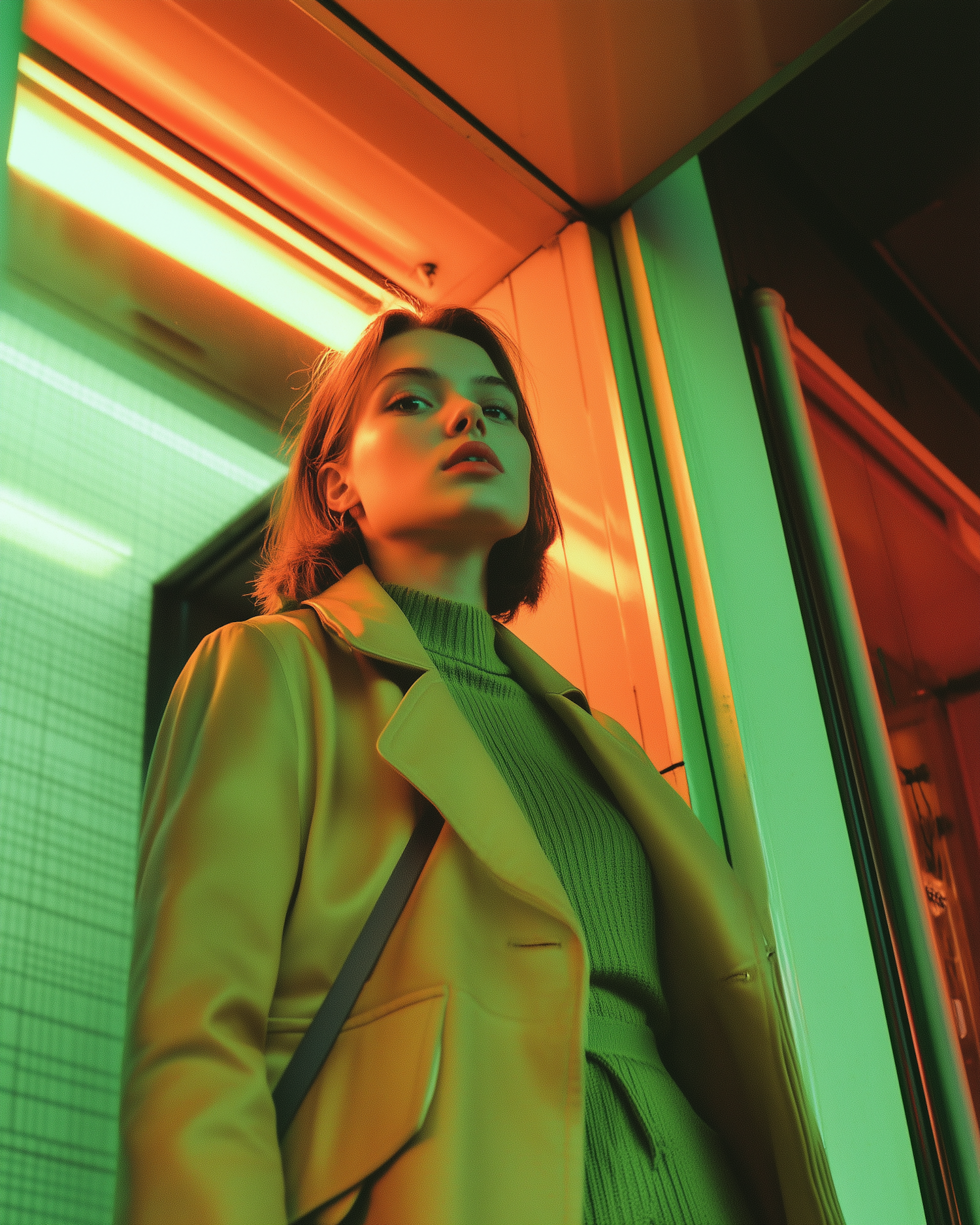 Neon Portrait of a Young Woman