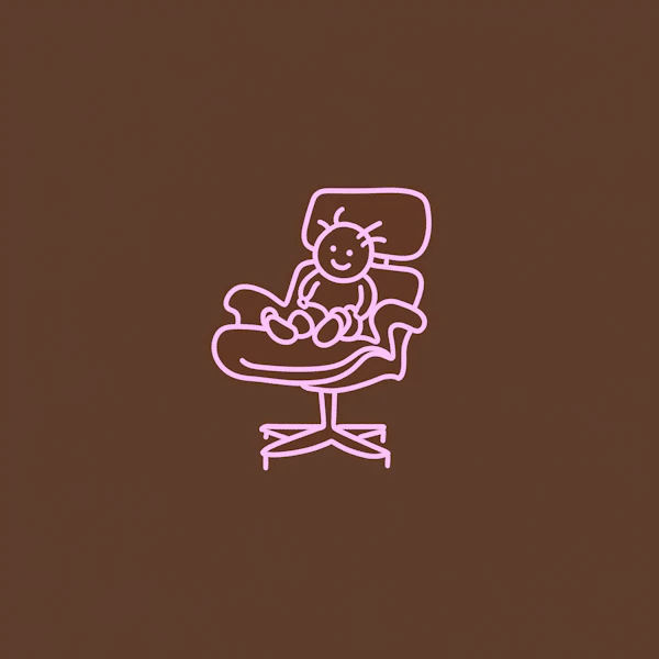 Child in Modern Chair Line Drawing