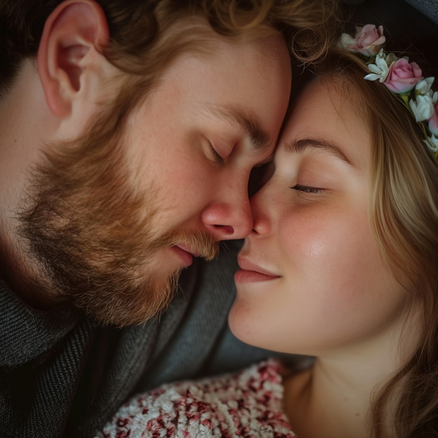 Intimate Close-Up of Couple