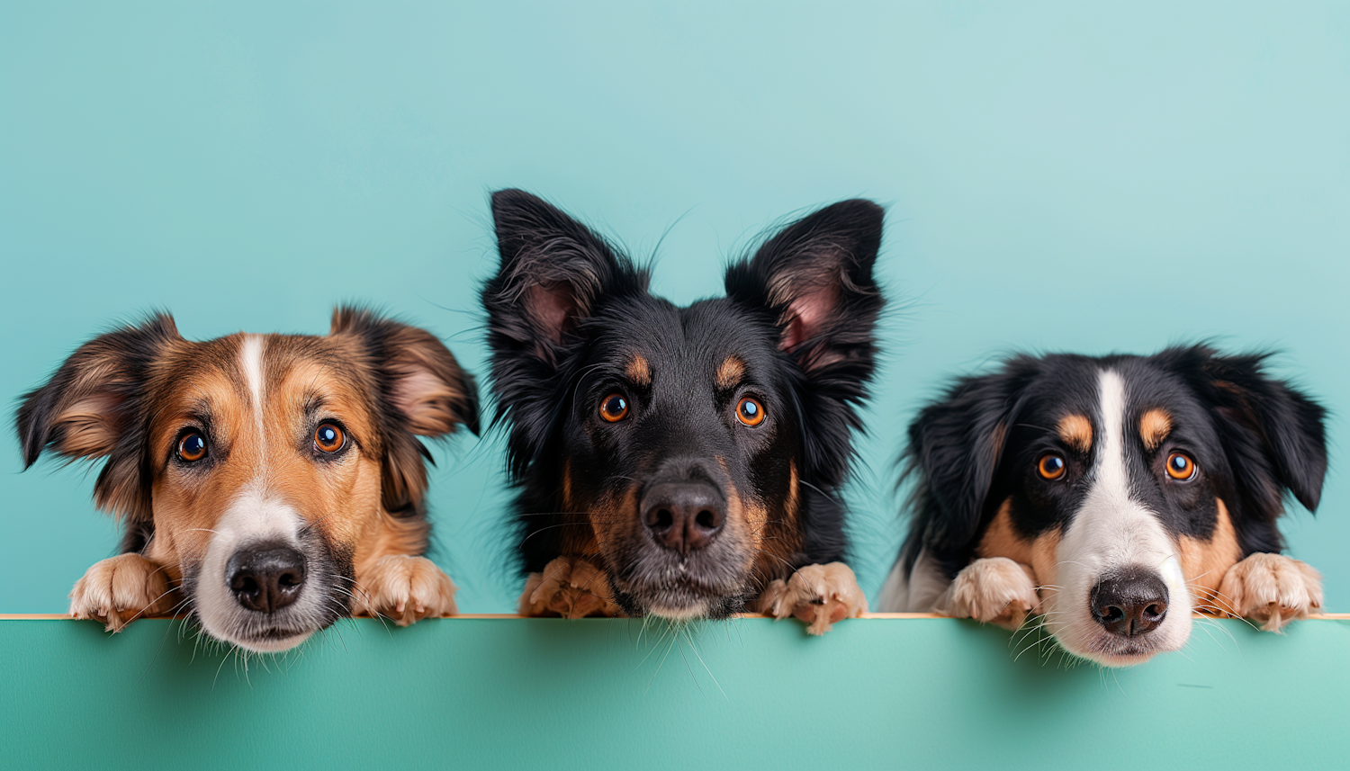 Three Attentive Dogs with Expressive Eyes