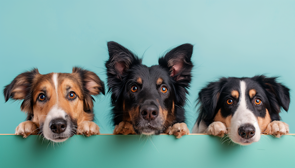 Three Attentive Dogs with Expressive Eyes