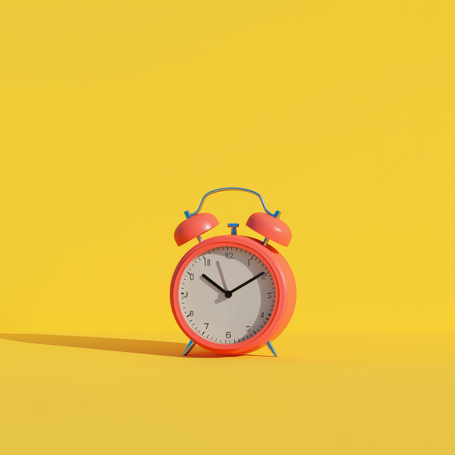 Red Alarm Clock on Yellow Background