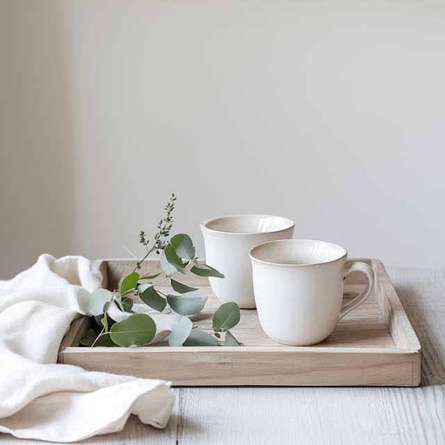 Minimalist Ceramic Mug Arrangement