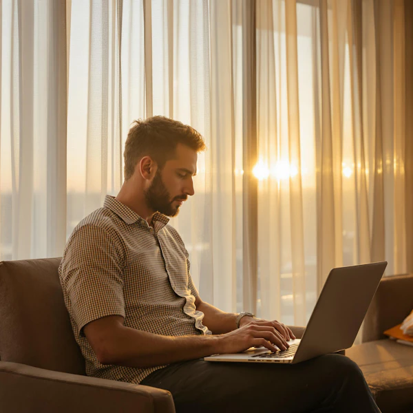 Man Working on Laptop