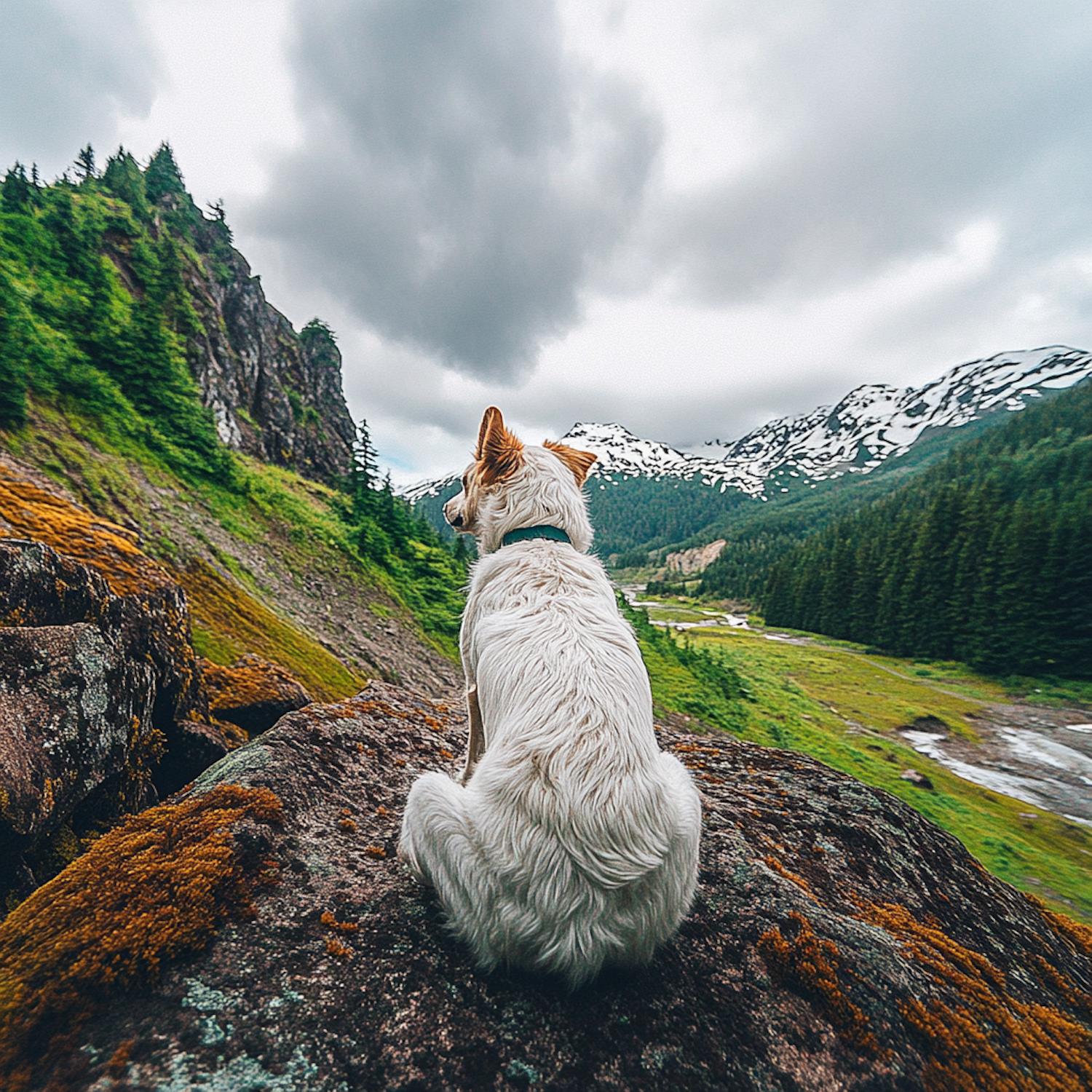 Dog on Rocky Outcrop