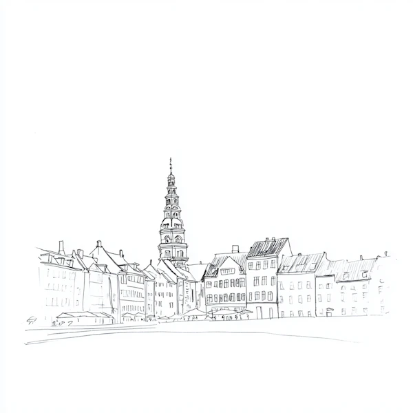 Cityscape Line Drawing