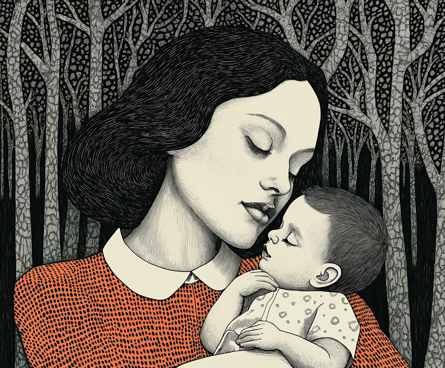 Mother and Child Illustration