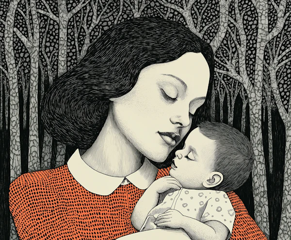 Mother and Child Illustration