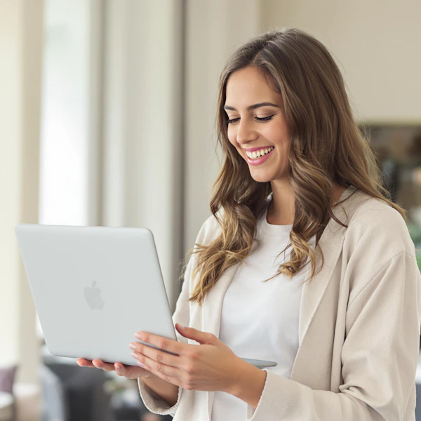 Smiling Woman with Laptop