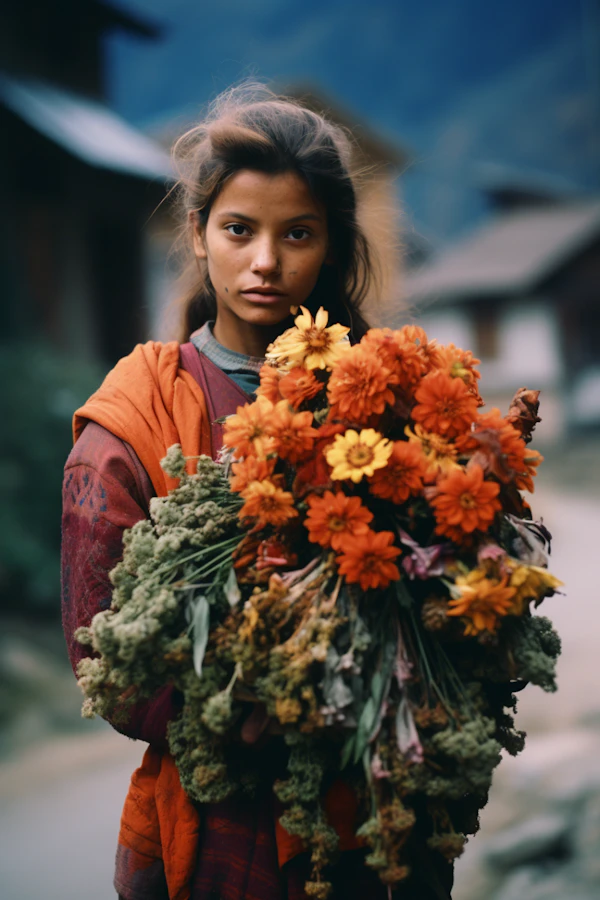 Serene Florist in Traditional Attire
