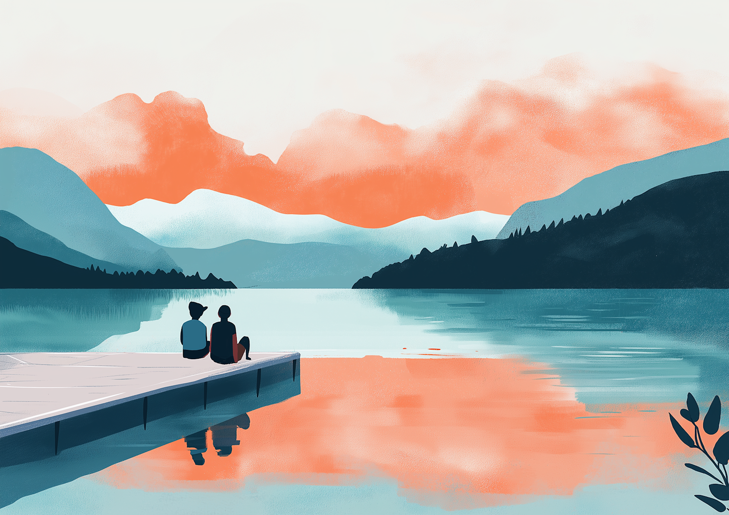 Serene Lake View with Couple