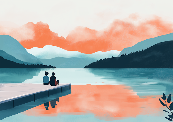 Serene Lake View with Couple