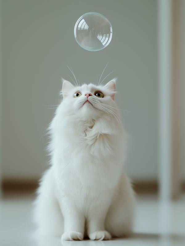 Curious Cat with Bubble