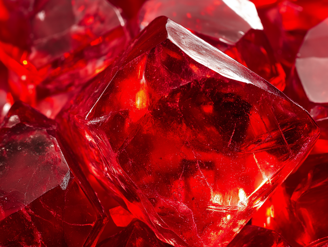 Translucent Red Crystals Close-Up