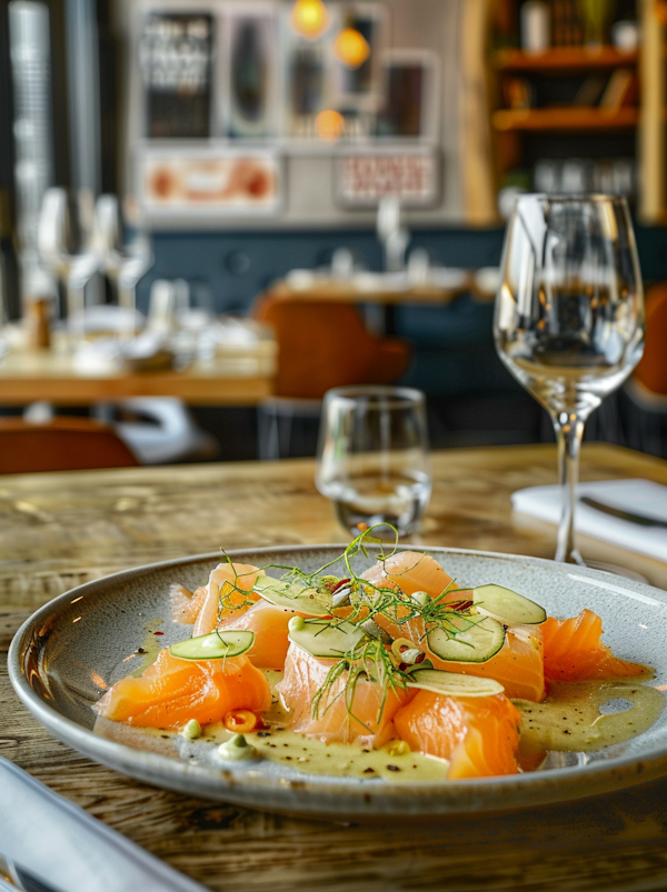 Elegant Salmon Dish in Upscale Restaurant