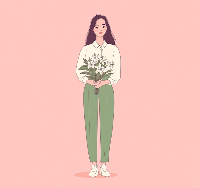 Serene Woman with Bouquet