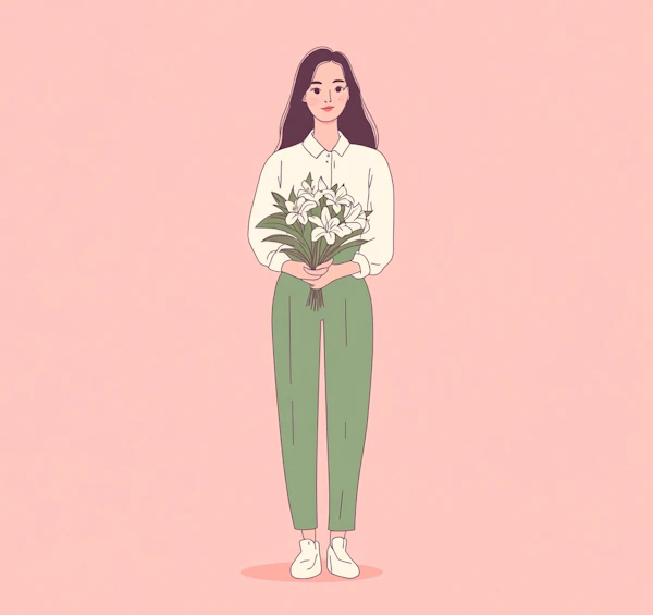 Serene Woman with Bouquet