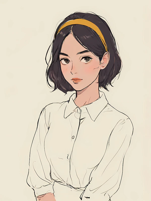 Portrait of a Young Woman with Yellow Headband