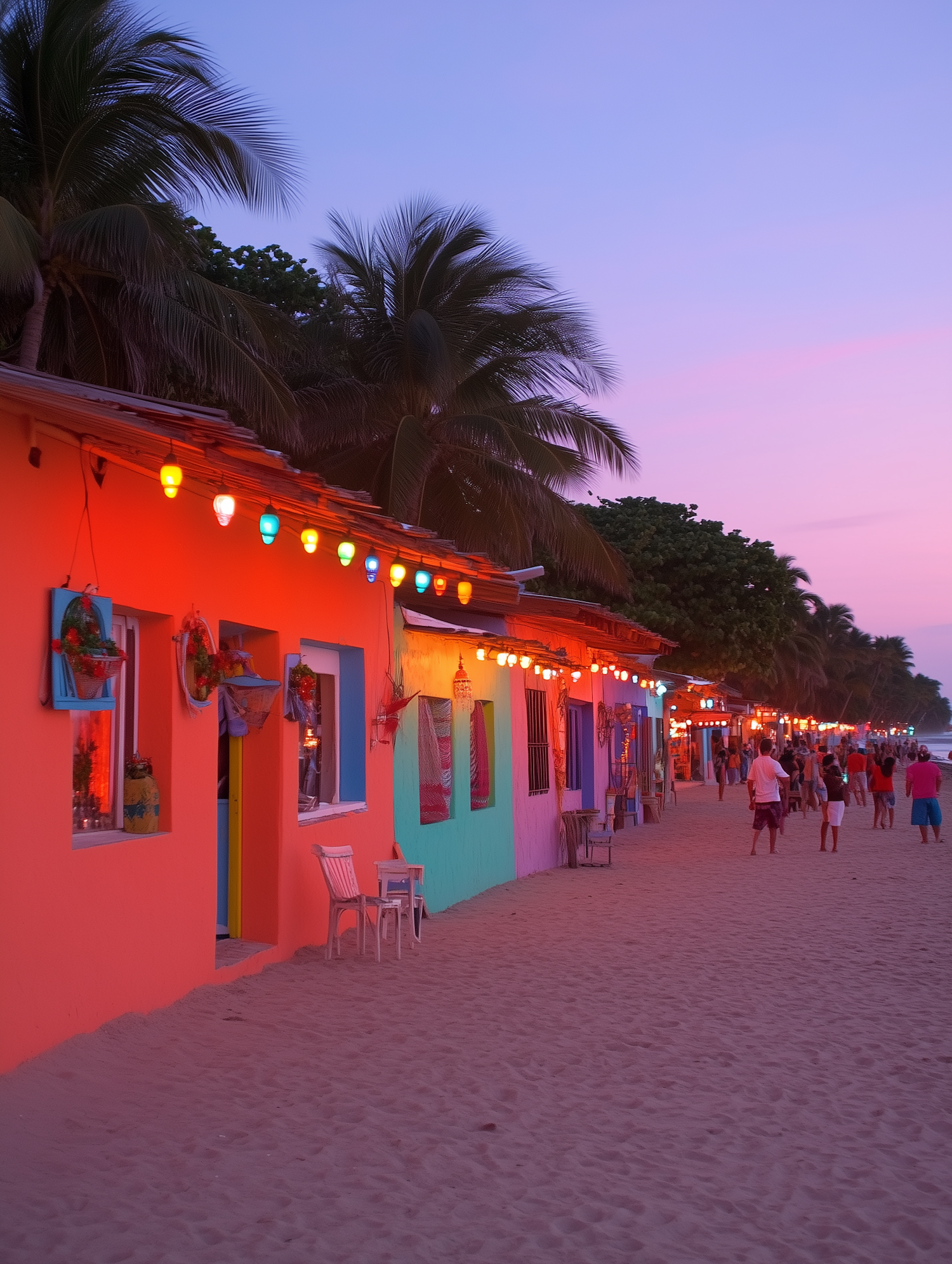 Vibrant Beach Scene at Sunset