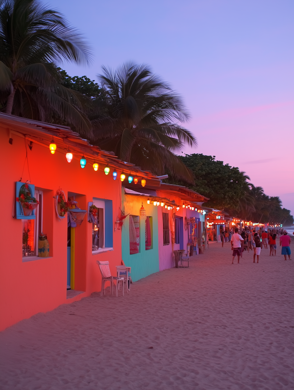 Vibrant Beach Scene at Sunset