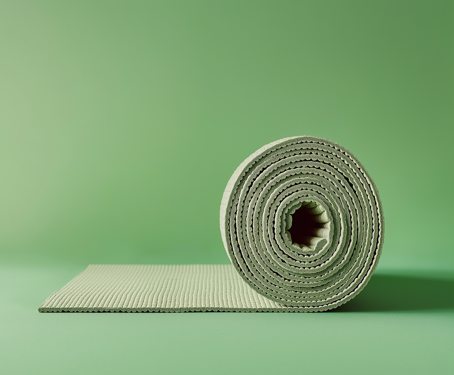 Green Yoga Mat in Tranquil Setting