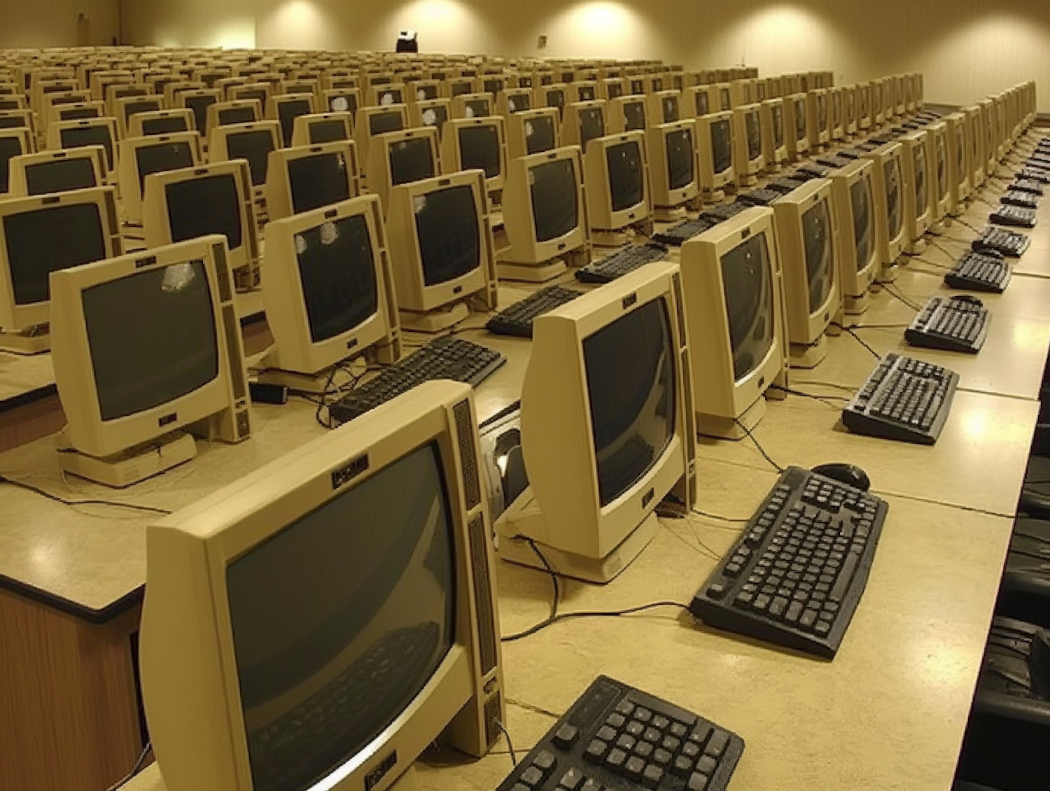 Vintage Computer Lab with CRT Monitors